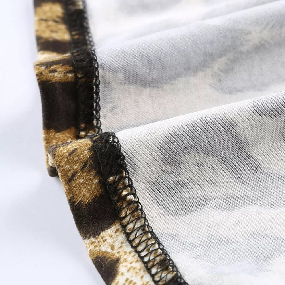 Leopard Striped Splicing Long Sleeve Tee - Picture 11 of 11